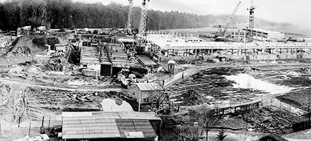 Historische Aufnahme vom Bau des BBW Vomarstein